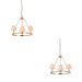 2 PACK Hanging Ceiling Pendant Light - Brushed aged brass plate & peachy keen fabric - 3 x 7W LED B22