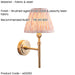 Dimmable Wall Light - Brushed aged brass plate & peachy keen fabric Shade - 7W B22 LED