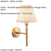 Dimmable Wall Light - Brushed aged brass plate & vintage white fabric Shade - 7W B22 LED