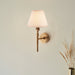 Dimmable Wall Light - Brushed aged brass plate & vintage white fabric Shade - 7W B22 LED