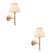 2 PACK Dimmable Wall Light - Brushed aged brass plate & vintage white fabric Shade - 7W B22 LED