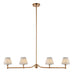 Hanging Ceiling Pendant Light - Brushed aged brass plate & shell bay blue fabric - 4 x 7W LED B22