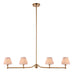 Hanging Ceiling Pendant Light - Brushed aged brass plate & peachy keen fabric - 4 x 7W LED B22