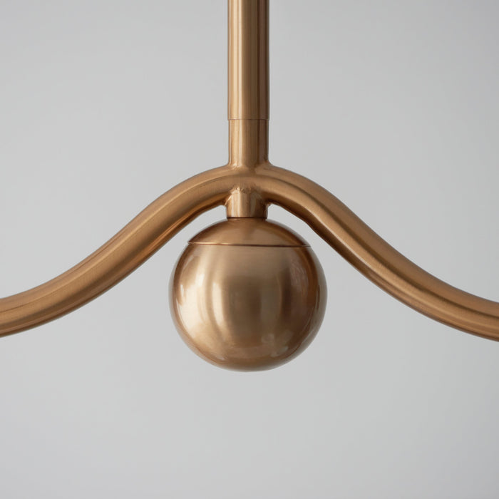 Hanging Ceiling Pendant Light - Brushed aged brass plate & apricot orange fabric - 4 x 7W LED B22