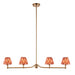 Hanging Ceiling Pendant Light - Brushed aged brass plate & apricot orange fabric - 4 x 7W LED B22