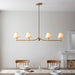 Hanging Ceiling Pendant Light - Brushed aged brass plate & vintage white fabric - 4 x 7W LED B22