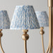 Hanging Ceiling Pendant Light - Brushed aged brass plate & shell bay blue fabric - 5 x 7W LED B22