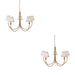 2 PACK Hanging Ceiling Pendant Light - Brushed aged brass plate & shell bay blue fabric - 5 x 7W LED B22
