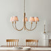 Hanging Ceiling Pendant Light - Brushed aged brass plate & peachy keen fabric - 5 x 7W LED B22