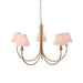 Hanging Ceiling Pendant Light - Brushed aged brass plate & peachy keen fabric - 5 x 7W LED B22