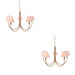 2 PACK Hanging Ceiling Pendant Light - Brushed aged brass plate & peachy keen fabric - 5 x 7W LED B22