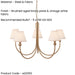 2 PACK Hanging Ceiling Pendant Light - Brushed aged brass plate & vintage white fabric - 5 x 7W LED B22