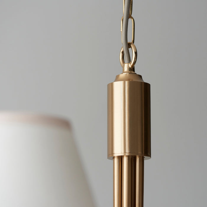 2 PACK Hanging Ceiling Pendant Light - Brushed aged brass plate & vintage white fabric - 5 x 7W LED B22
