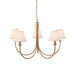 Hanging Ceiling Pendant Light - Brushed aged brass plate & vintage white fabric - 5 x 7W LED B22