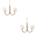 2 PACK Hanging Ceiling Pendant Light - Brushed aged brass plate & vintage white fabric - 5 x 7W LED B22