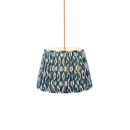 Hanging Ceiling Pendant Light - Brushed aged brass, red flex & marlin blue fabric - 6W LED B22