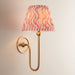 2 PACK Dimmable Wall Light - Brushed aged brass plate & coral pink fabric Shade - Elegant Curved Arm