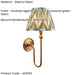 2 PACK Dimmable Wall Light - Brushed aged brass plate & cotswold green fabric Shade - Elegant Curved Arm