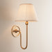 2 PACK Dimmable Wall Light - Brushed aged brass plate & vintage white fabric Shade - Elegant Curved Arm