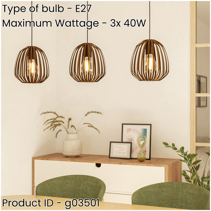 Stylish Modern Bronze Triple Pendant Ceiling Light for Indoor Spaces