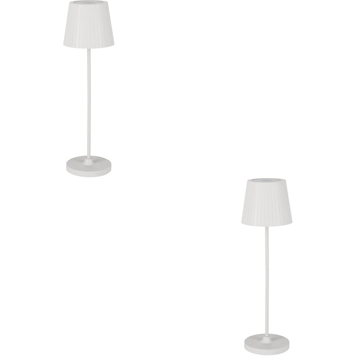 2 PACK Elegant Modern White LED Table Lamp for Stylish Indoor Home Decor