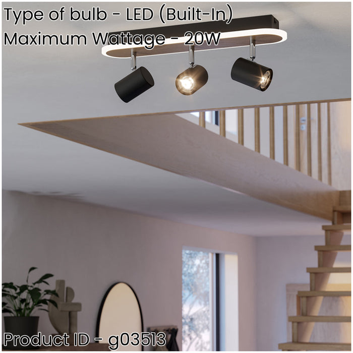 Stylish Modern Black and Brown Triple Ceiling Spotlight for Indoor Spaces