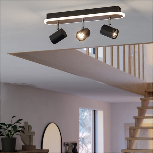 Stylish Modern Black and Brown Triple Ceiling Spotlight for Indoor Spaces