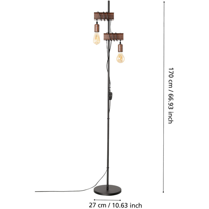 2 PACK Stylish Modern Design Antique Brown and Black Floor Lamp for Indoor Use