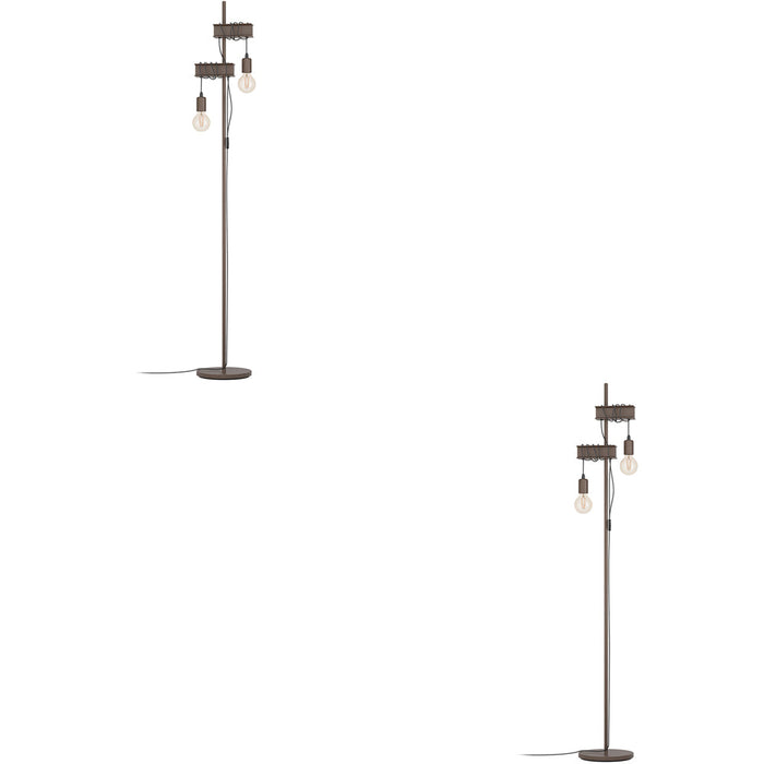 2 PACK Stylish Modern Design Antique Brown and Black Floor Lamp for Indoor Use