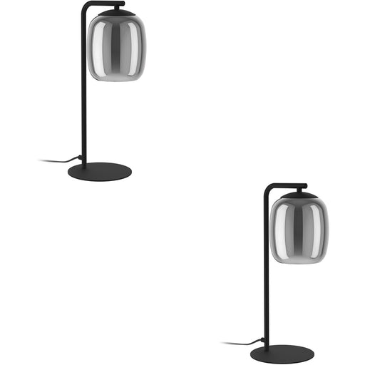 2 PACK Stylish Modern Black LED Table Lamp Indoor Home Decor