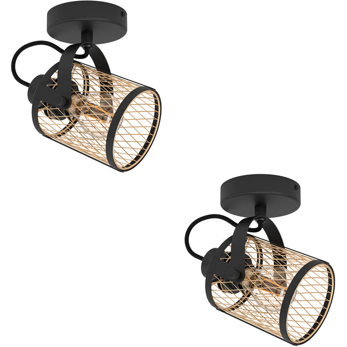 2 PACK Sleek Black Ceiling Spotlight for Modern Indoor Spaces Minimalist Design