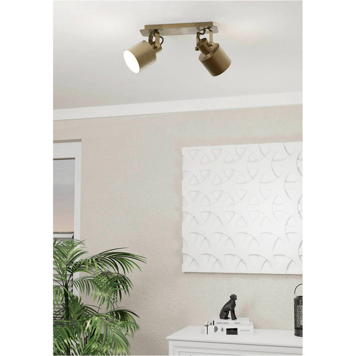 Contemporary Brushed Creme Gold and White Double Ceiling Spotlight 21cm E27 for Indoor Spaces
