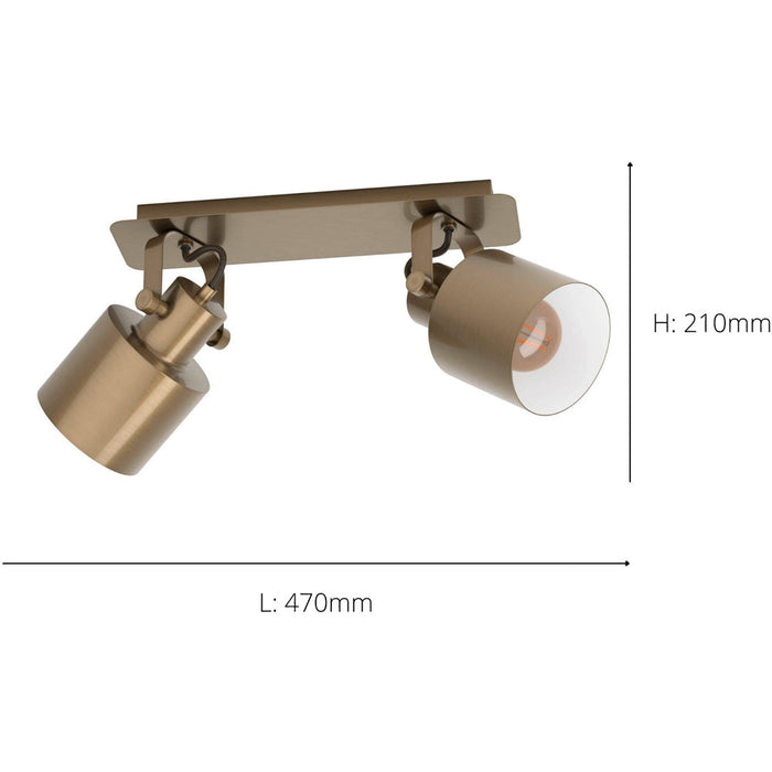 Contemporary Brushed Creme Gold and White Double Ceiling Spotlight 21cm E27 for Indoor Spaces
