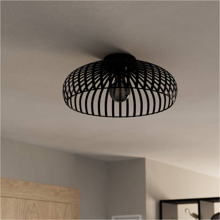 Stylish Modern Black Ceiling Light 43cm Semi Flush Fixture for Indoor Spaces