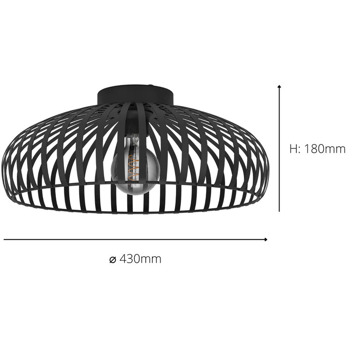 Stylish Modern Black Ceiling Light 43cm Semi Flush Fixture for Indoor Spaces