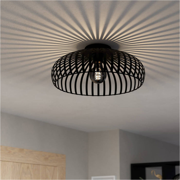 Stylish Modern Black Ceiling Light 43cm Semi Flush Fixture for Indoor Spaces