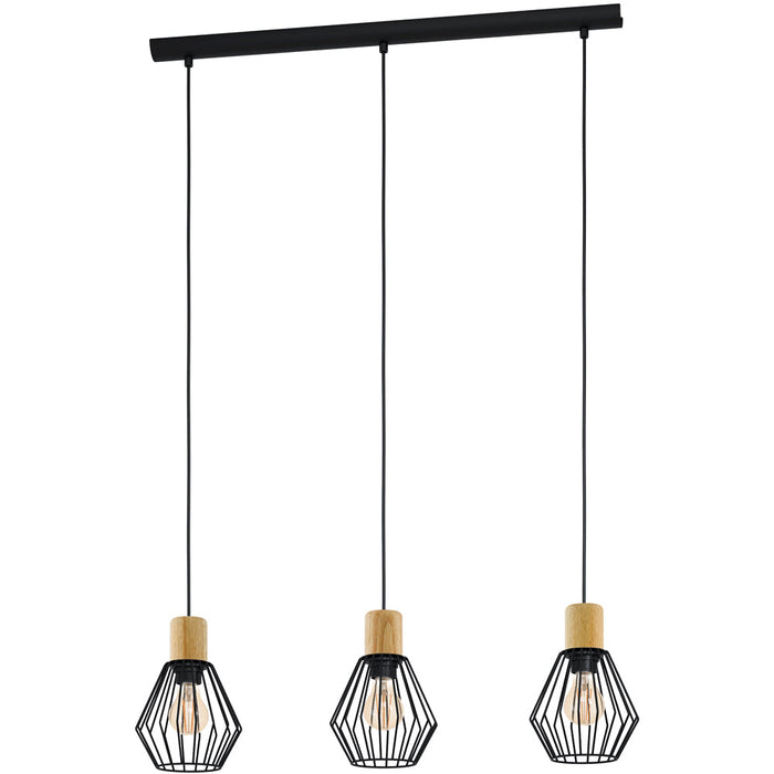 Stylish Modern Black and Brown Triple Pendant Ceiling Light for Contemporary Interiors