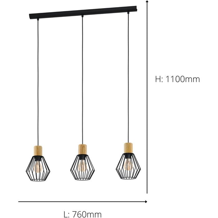 Stylish Modern Black and Brown Triple Pendant Ceiling Light for Contemporary Interiors