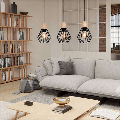 Stylish Modern Black and Brown Triple Pendant Ceiling Light for Contemporary Interiors