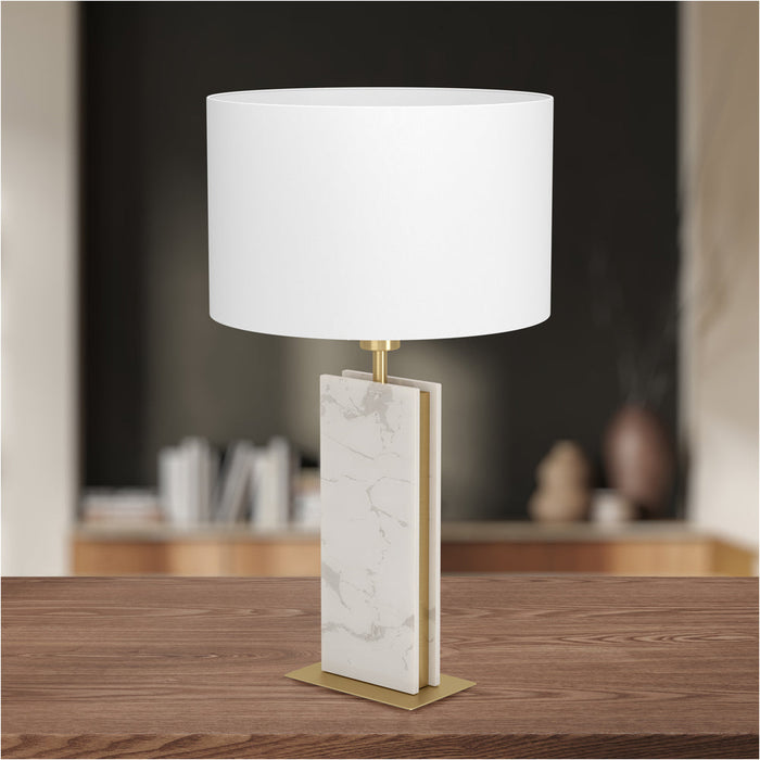 2 PACK Elegant Modern Brushed Brass and White Table Lamp for Stylish Indoor Decor