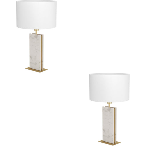 2 PACK Elegant Modern Brushed Brass and White Table Lamp for Stylish Indoor Decor