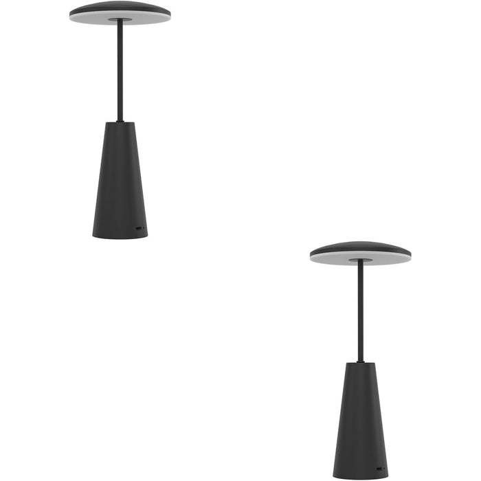 2 PACK Stylish Modern Black LED Table Lamp for Indoor Home Space
