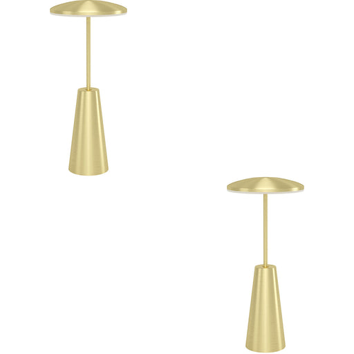 2 PACK Stylish LED Table Lamp with Brushed Brass Finish for Modern Indoor Decor