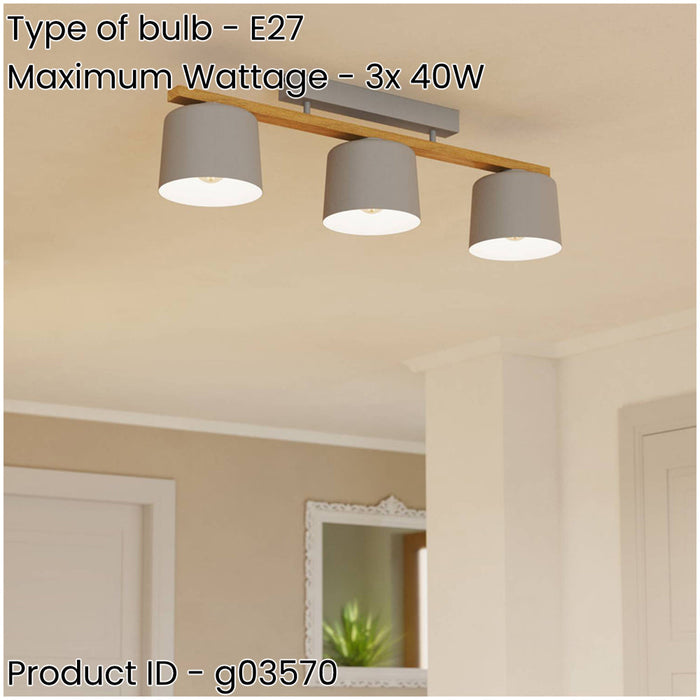Stylish Modern Light Grey and Brown Triple Ceiling Light for Indoor Spaces
