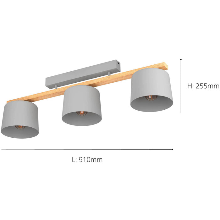 Stylish Modern Light Grey and Brown Triple Ceiling Light for Indoor Spaces