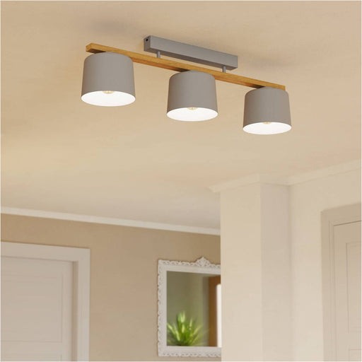 Stylish Modern Light Grey and Brown Triple Ceiling Light for Indoor Spaces
