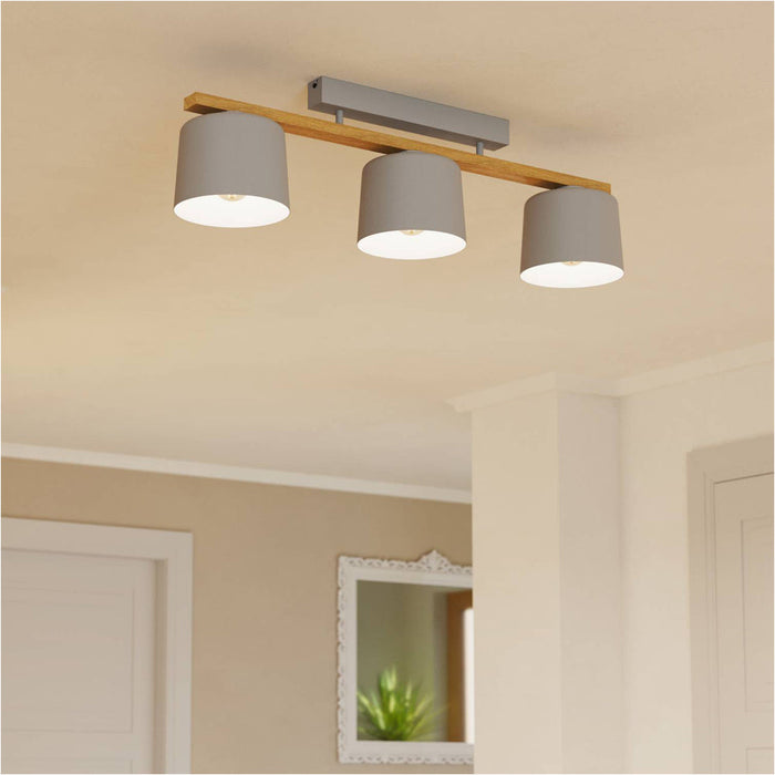 Stylish Modern Light Grey and Brown Triple Ceiling Light for Indoor Spaces