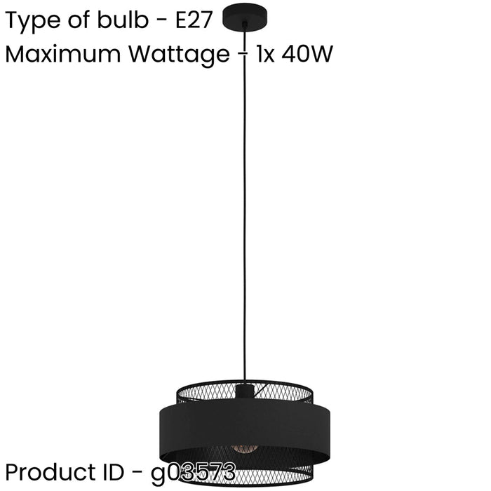 Stylish Modern Black 40cm Pendant Ceiling Light for Indoor Spaces