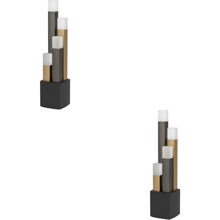 2 PACK Stylish Modern Black, Brown, and Gold Table Lamp for Indoor Home Decor