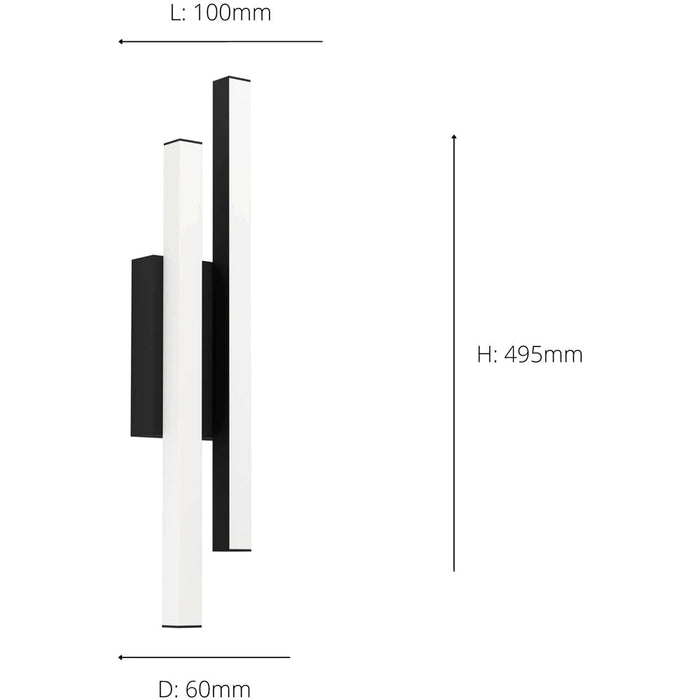 2 PACK Contemporary Black LED Wall Light for Modern Indoor Spaces